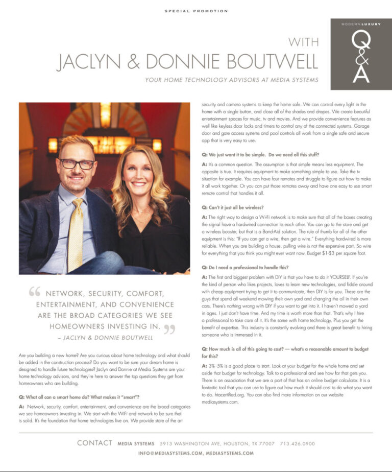 Modern Luxury June 2019 home technology Q&A feature