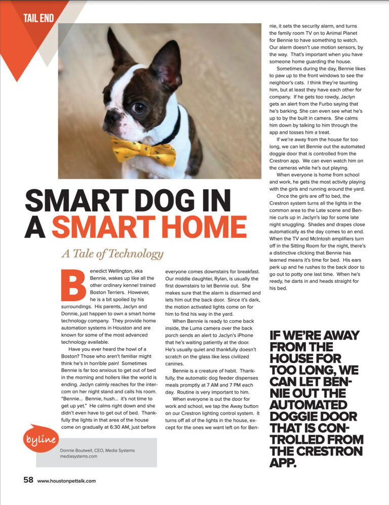 Houston PetTalk January February 2020 feature Smart Dog in a Smart Home by Donnie Boutwell