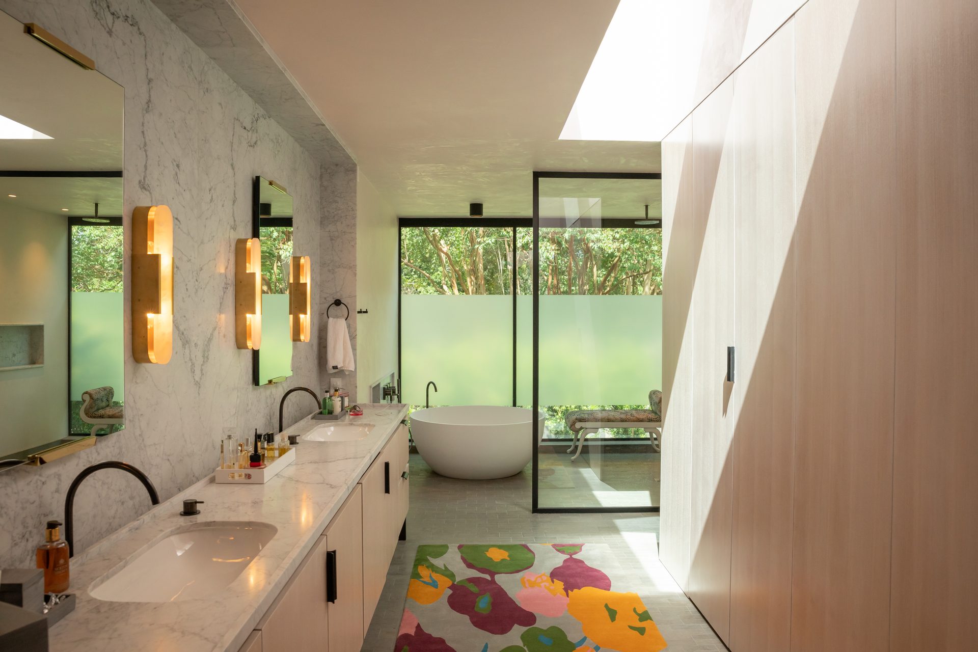 Automated interior shutters in a River Oaks mid-century home by Media Systems