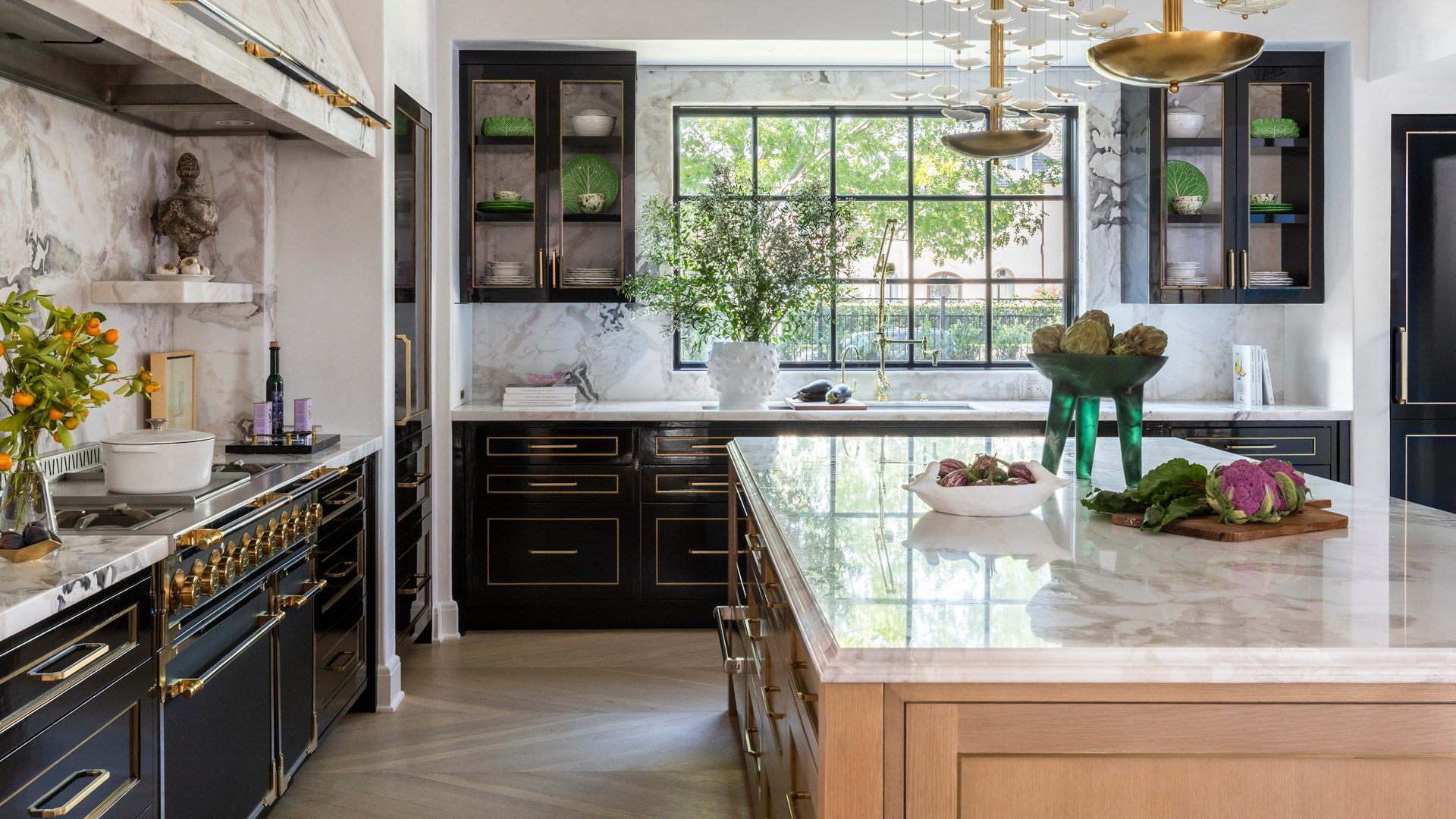 Renovated kitchen at The Redbird House, a 1925 River Oaks landmark